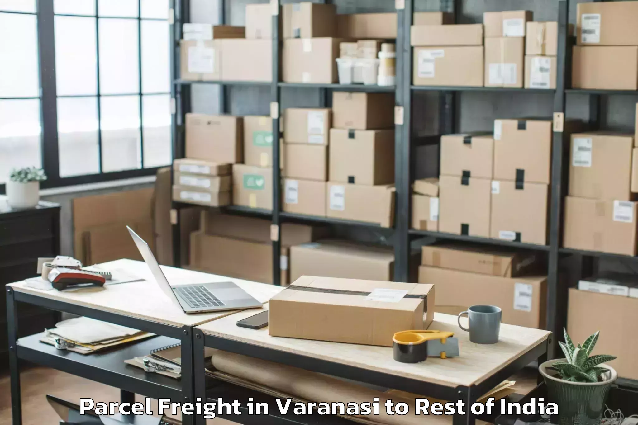 Top Varanasi to Karnah Parcel Freight Available